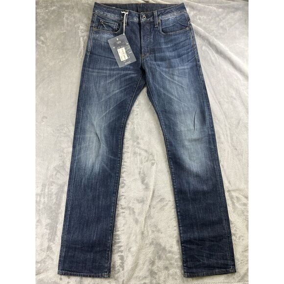 G-Star Raw Men 3301 Straight Button Fly Blue Denim Jeans Size 30x34‎ - Picture 1 of 10